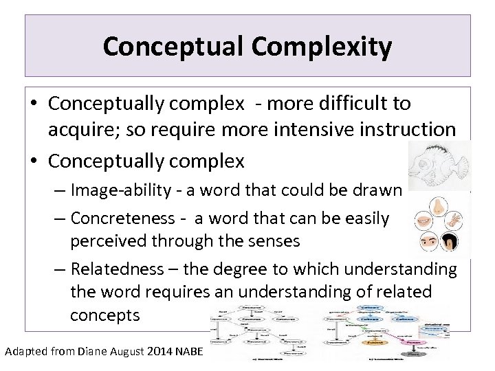 Conceptual Complexity • Conceptually complex - more difficult to acquire; so require more intensive