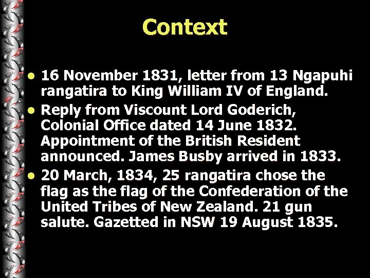 Context 16 November 1831, letter from 13 Ngapuhi rangatira to King William IV of