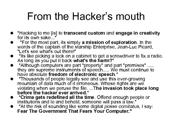 From the Hacker’s mouth l 