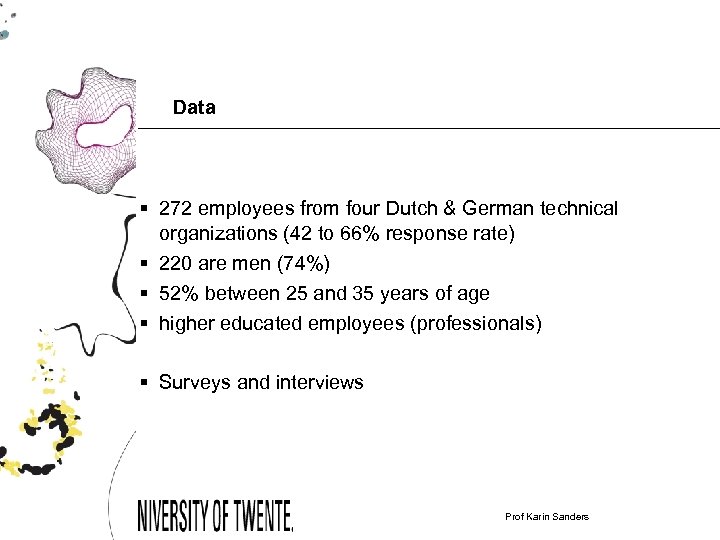 Data § 272 employees from four Dutch & German technical organizations (42 to 66%