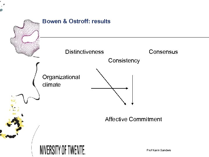 Bowen & Ostroff: results Distinctiveness Consensus Consistency Organizational climate Affective Commitment Karin Sanders &