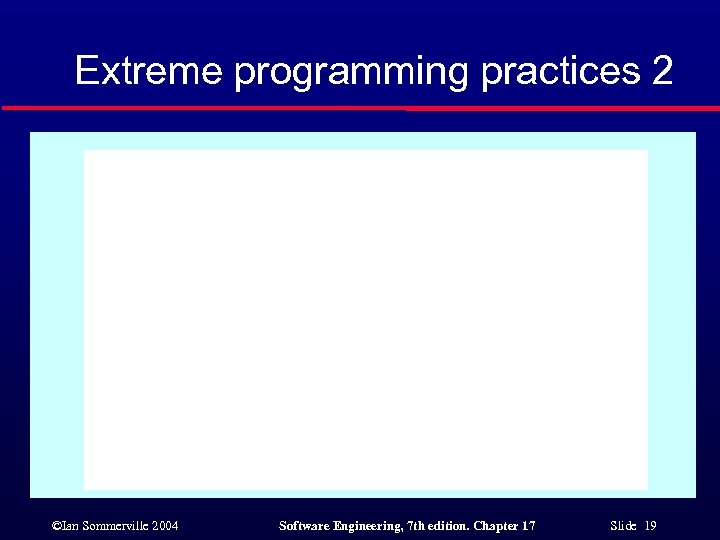 Extreme programming practices 2 ©Ian Sommerville 2004 Software Engineering, 7 th edition. Chapter 17
