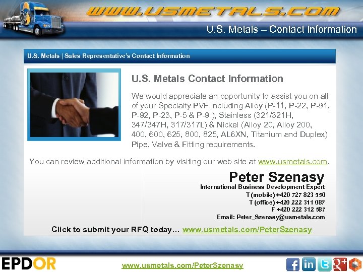 U. S. Metals – Contact Information U. S. Metals | Sales Representative’s Contact Information