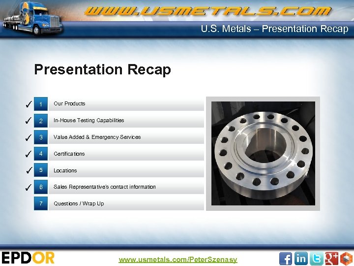 U. S. Metals – Presentation Recap ✓ 1 Our Products ✓ 2 In-House Testing