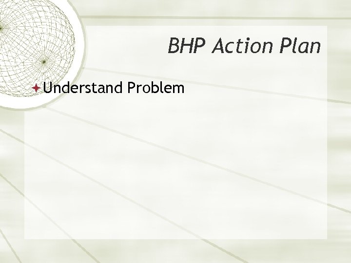 BHP Action Plan Understand Problem 