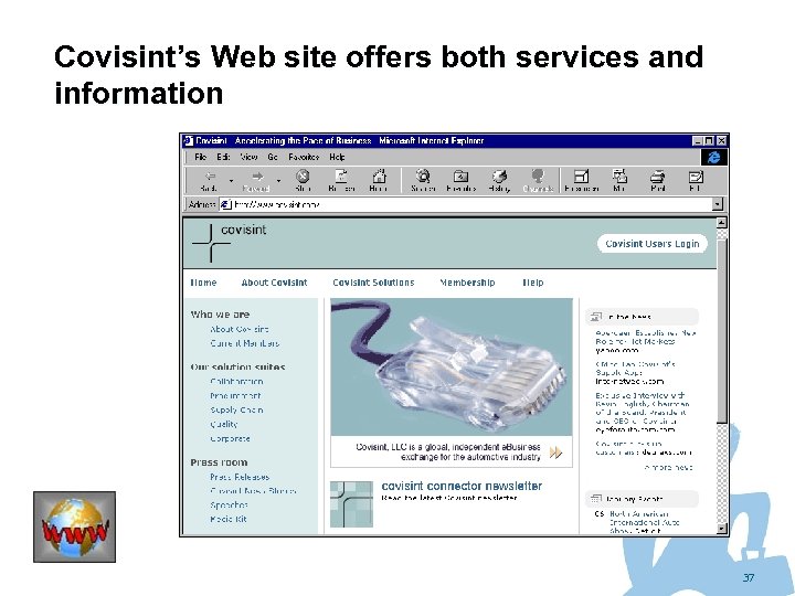 Covisint’s Web site offers both services and information 37 