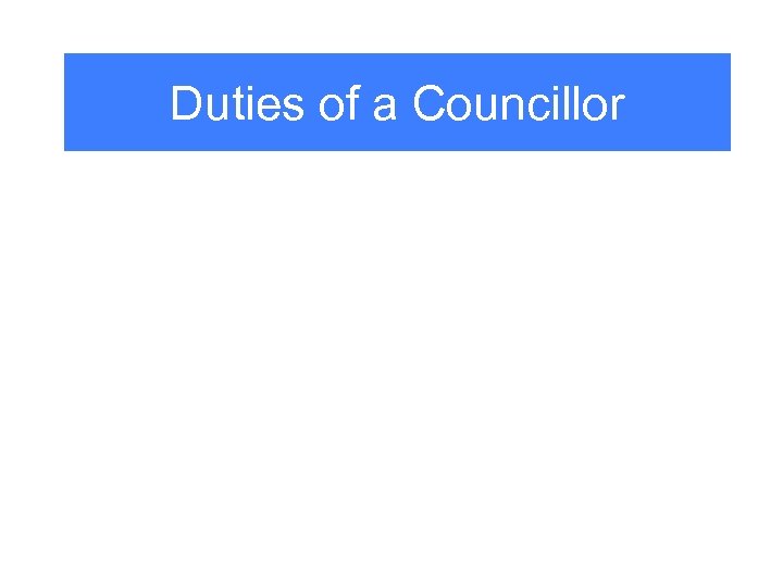 Duties of a Councillor 