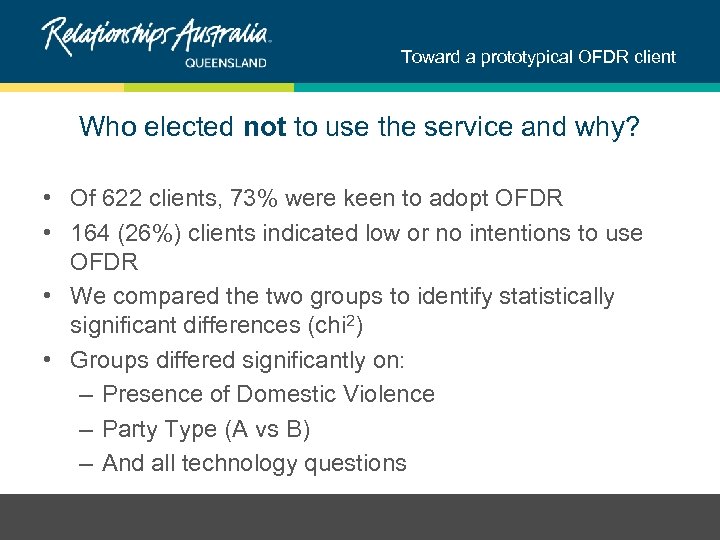 Toward a prototypical OFDR client Who elected not to use the service and why?