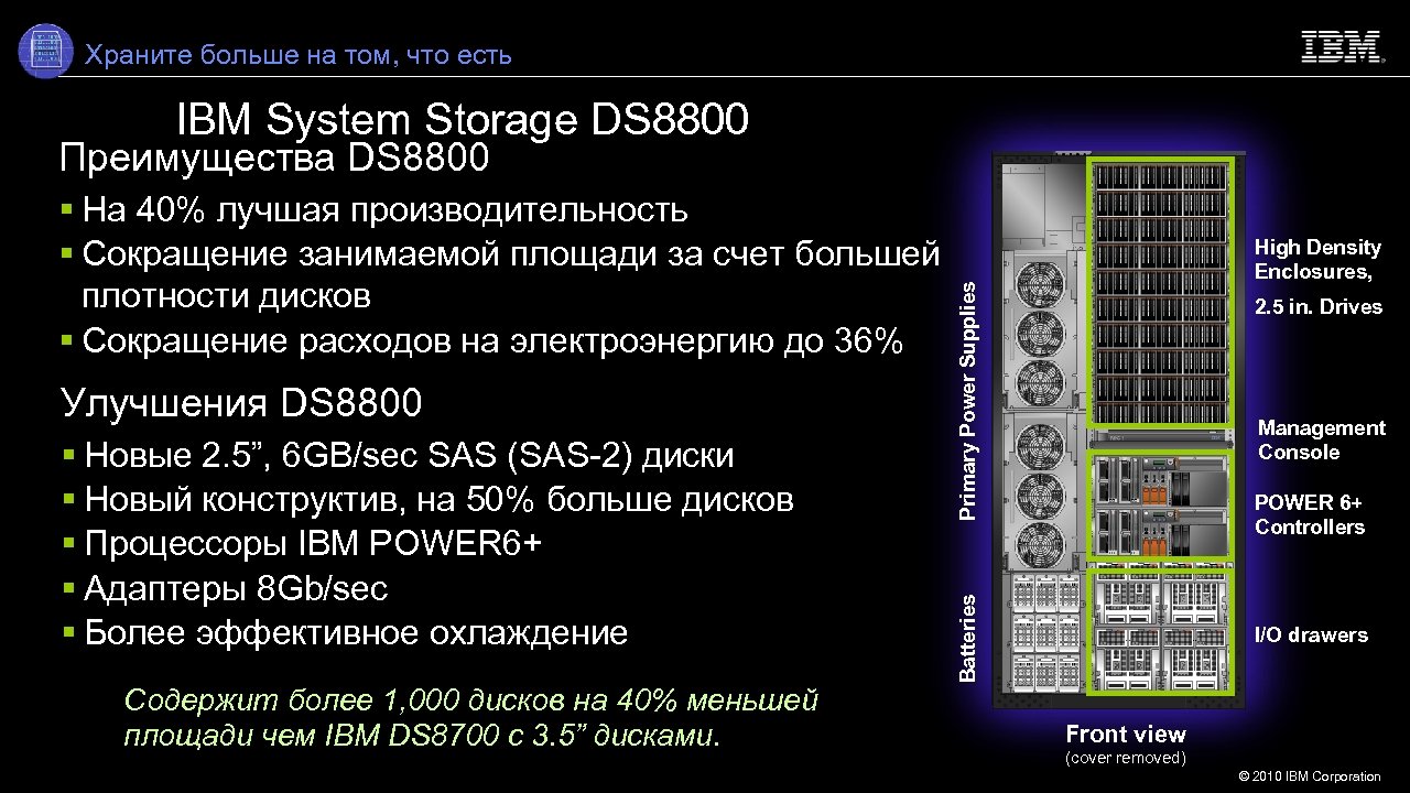 Храните больше на том, что есть IBM System Storage DS 8800 Преимущества DS 8800