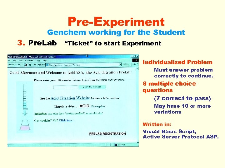 Pre-Experiment Genchem working for the Student 3. Pre. Lab “Ticket” to start Experiment Individualized