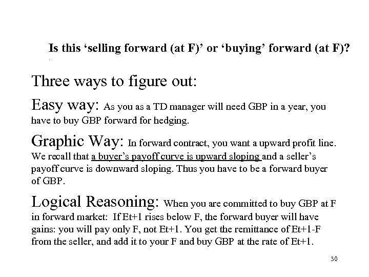 Is this ‘selling forward (at F)’ or ‘buying’ forward (at F)? . Three ways