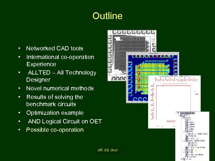 Outline • Networked CAD tools • International co-operation Experience • ALLTED – All Technology
