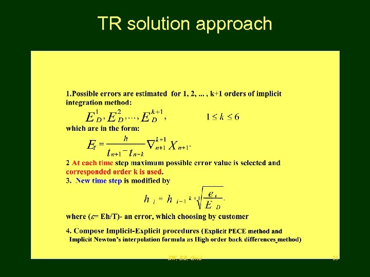 TR solution approach SW, EB, Grid 25 