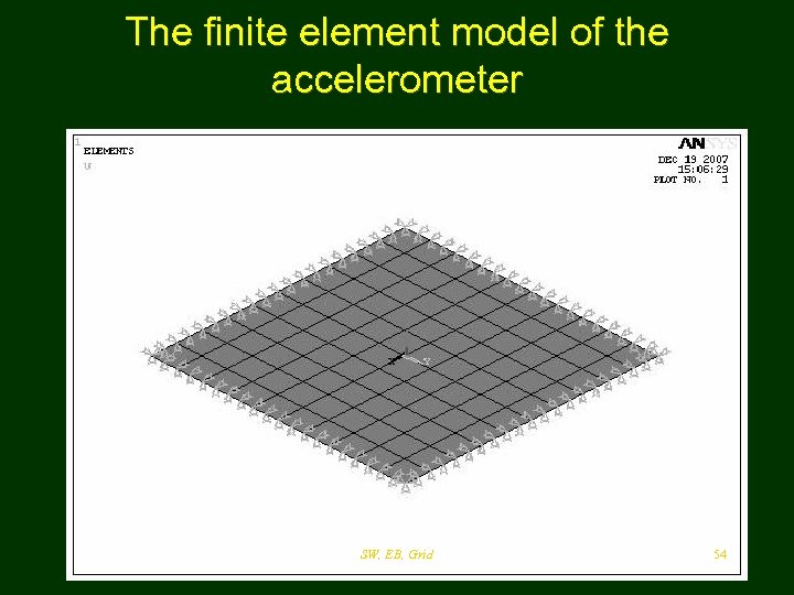 The finite element model of the accelerometer SW, EB, Grid 54 