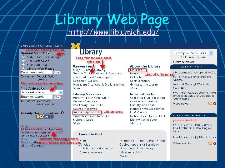 Library Web Page http: //www. lib. umich. edu/ 