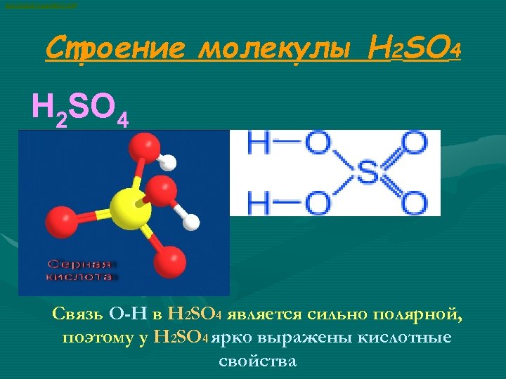 ВАСИЛИЙ КАДЕВИЧ 2008 Строение молекулы H 2 SO 4 Связь О-Н в H 2