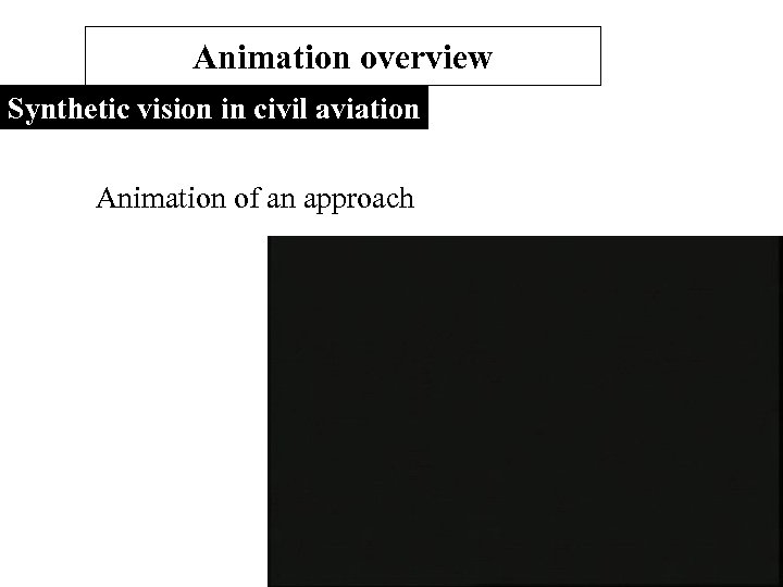 Animation overview Synthetic vision in civil aviation Animation of an approach 