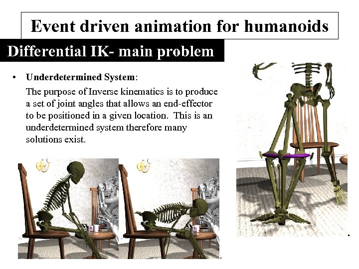 Event driven animation for humanoids Differential IK- main problem • Underdetermined System: The purpose