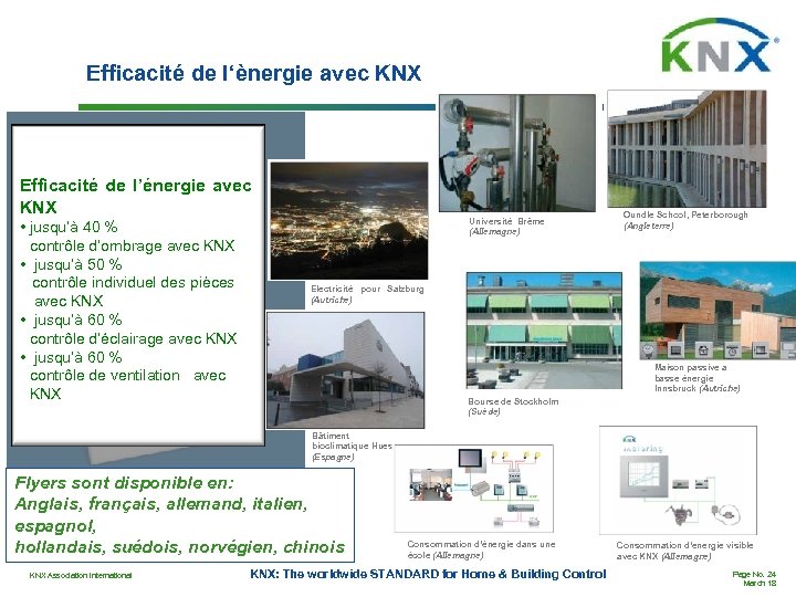 Efficacité de l‘ènergie avec KNX Efficacité de l’énergie avec KNX • jusqu’à 40 %