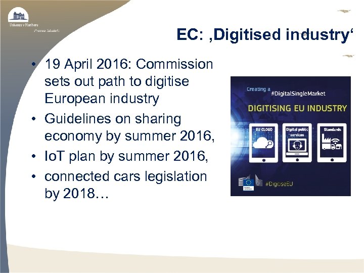 EC: ‚Digitised industry‘ • 19 April 2016: Commission sets out path to digitise European