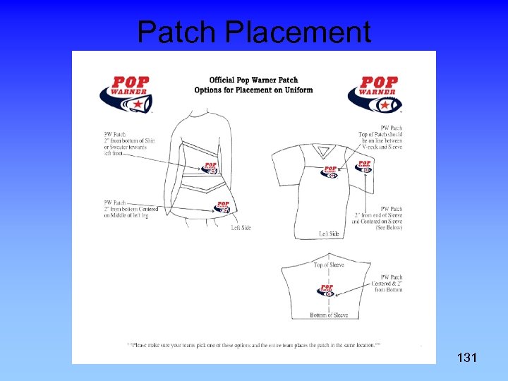 Patch Placement 131 