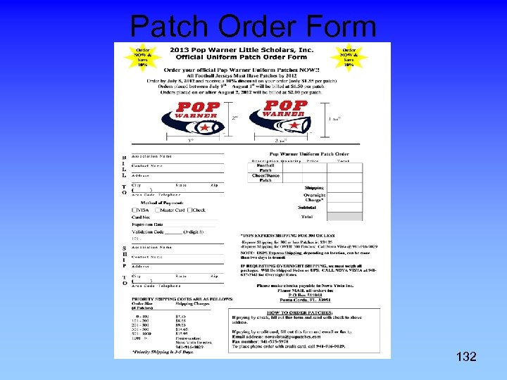 Patch Order Form 132 