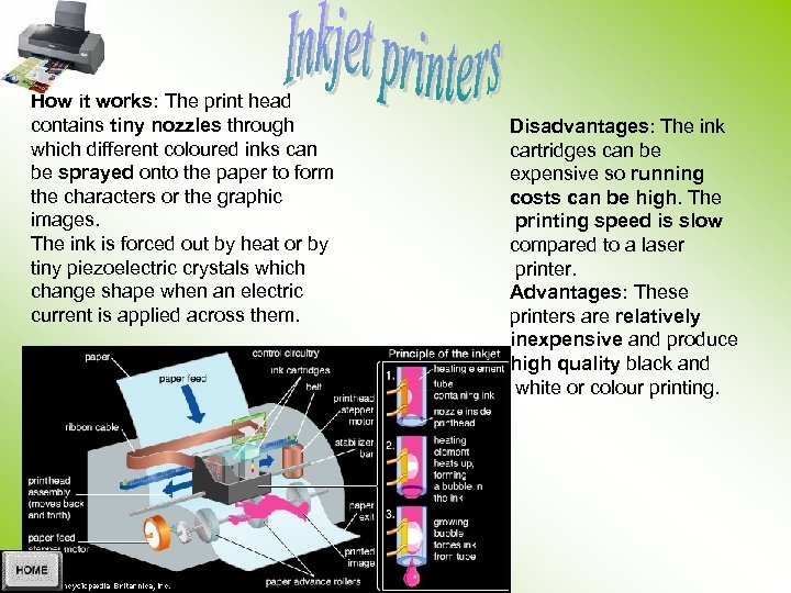 How it works: The print head contains tiny nozzles through which different coloured inks