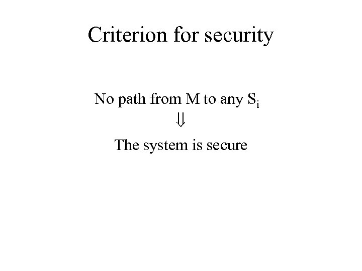 Criterion for security No path from M to any Si The system is secure