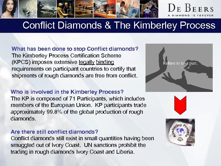 Conflict Diamonds & The Kimberley Process What has been done to stop Conflict diamonds?