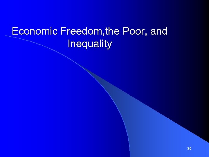 Economic Freedom, the Poor, and Inequality 30 