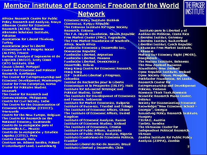 Member Institutes of Economic Freedom of the World Network African Research Centre for Public