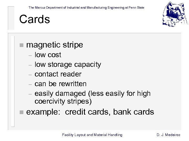 The Marcus Department of Industrial and Manufacturing Engineering at Penn State Cards n magnetic