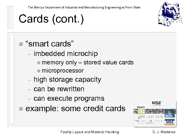 The Marcus Department of Industrial and Manufacturing Engineering at Penn State Cards (cont. )
