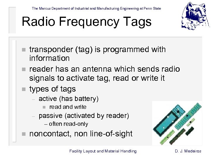 The Marcus Department of Industrial and Manufacturing Engineering at Penn State Radio Frequency Tags