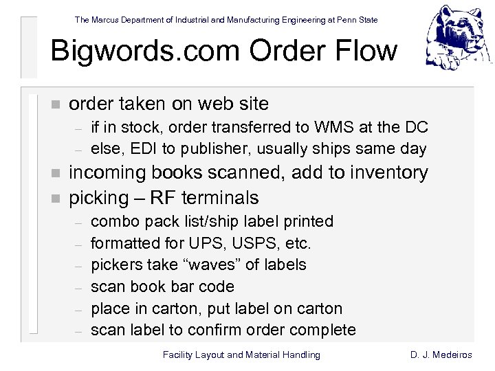 The Marcus Department of Industrial and Manufacturing Engineering at Penn State Bigwords. com Order