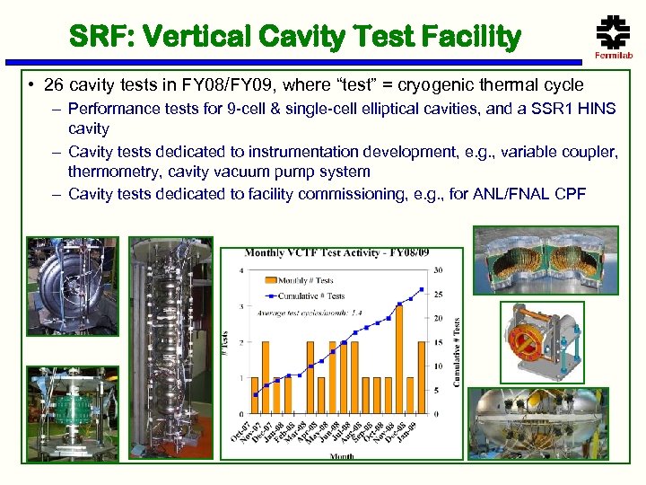 SRF: Vertical Cavity Test Facility • 26 cavity tests in FY 08/FY 09, where