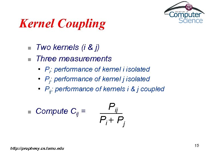 Kernel Coupling n n Two kernels (i & j) Three measurements • • •