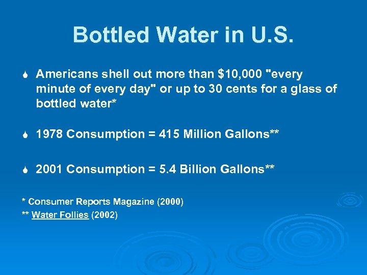 Bottled Water in U. S. S Americans shell out more than $10, 000 "every