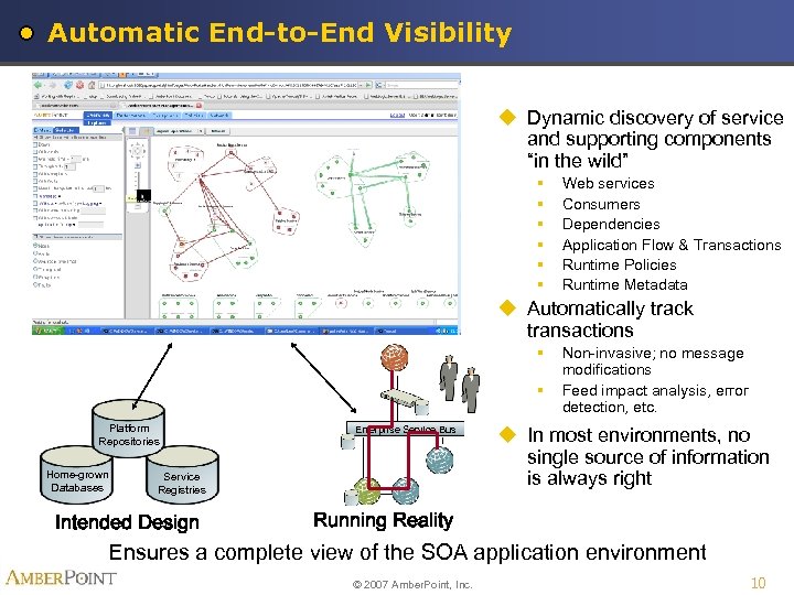 Automatic End-to-End Visibility u Dynamic discovery of service and supporting components “in the wild”