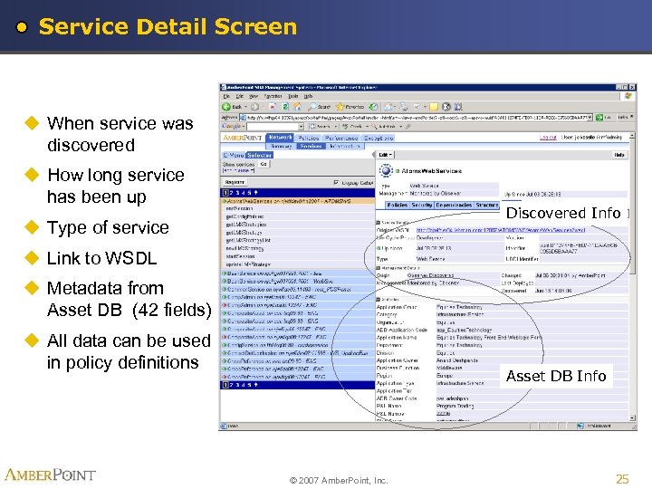 Service Detail Screen u When service was discovered u How long service has been