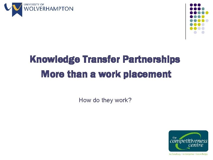 Knowledge Transfer Partnerships More than a work placement How do they work? 