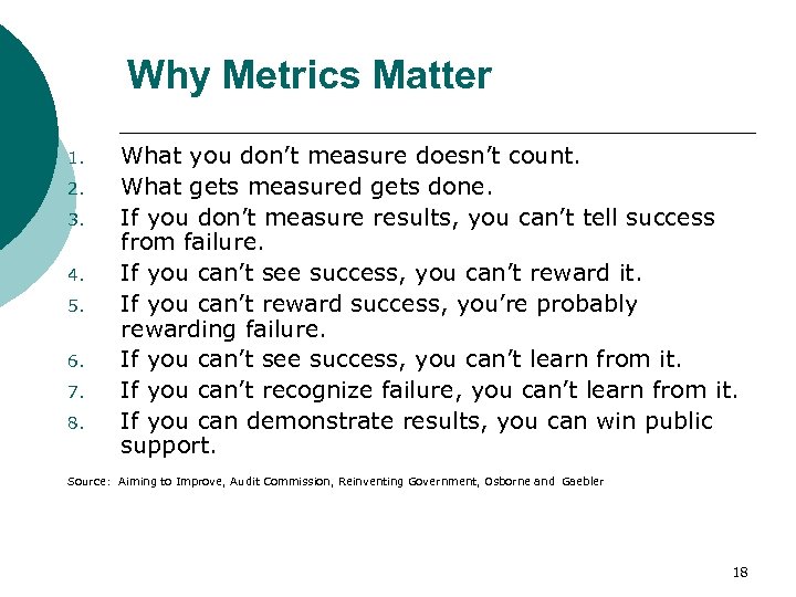 Why Metrics Matter 1. 2. 3. 4. 5. 6. 7. 8. What you don’t