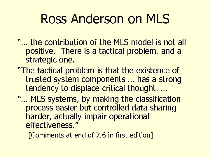 Ross Anderson on MLS “… the contribution of the MLS model is not all