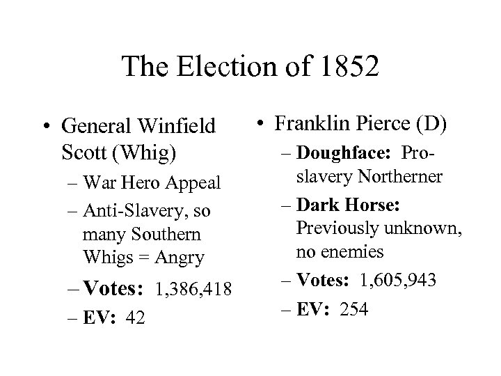 The Election of 1852 • General Winfield Scott (Whig) – War Hero Appeal –