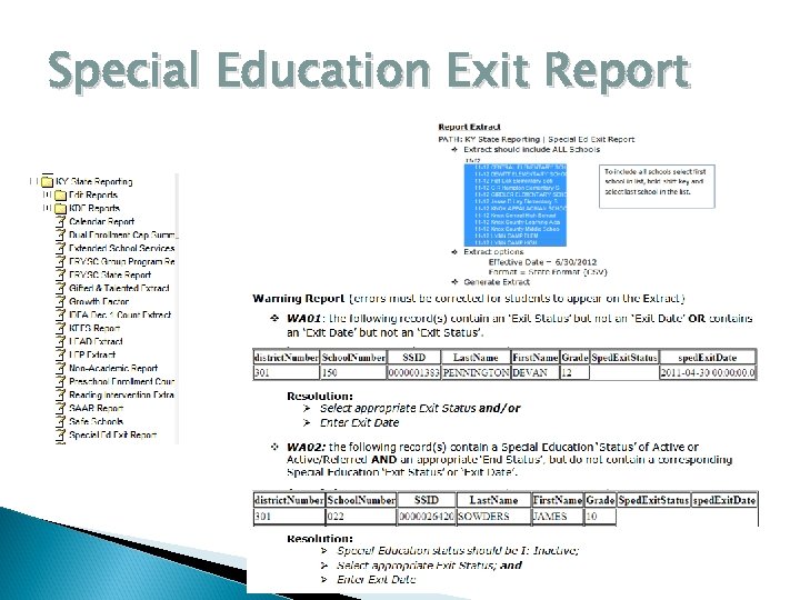 Special Education Exit Report 