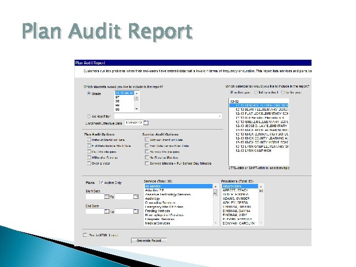 Plan Audit Report 
