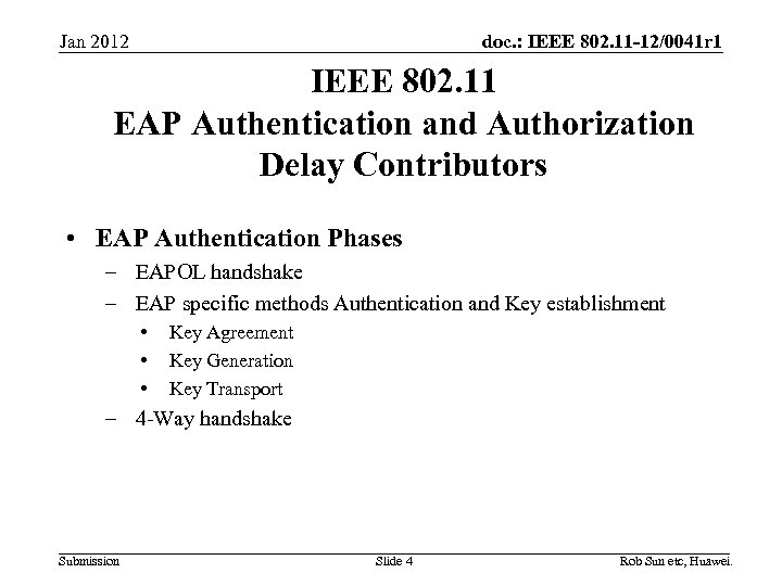 doc. : IEEE 802. 11 -12/0041 r 1 Jan 2012 IEEE 802. 11 EAP