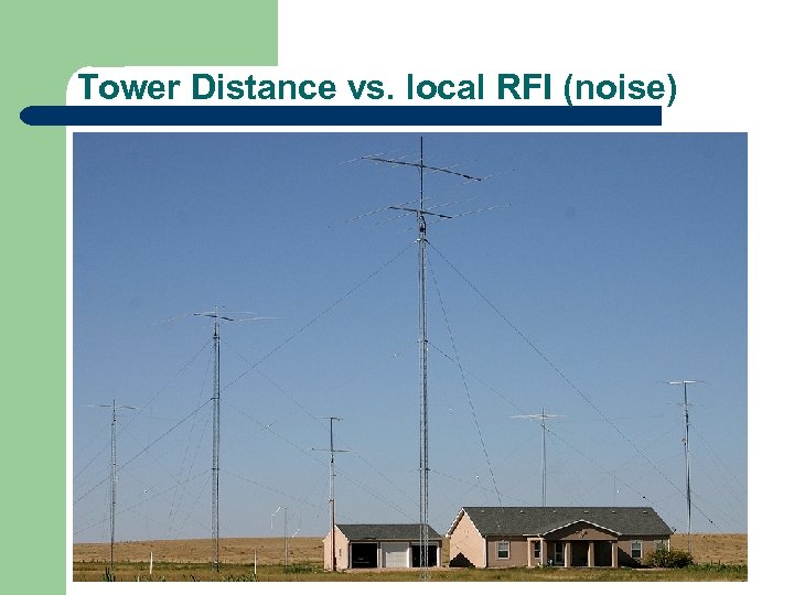 Tower Distance vs. local RFI (noise) 