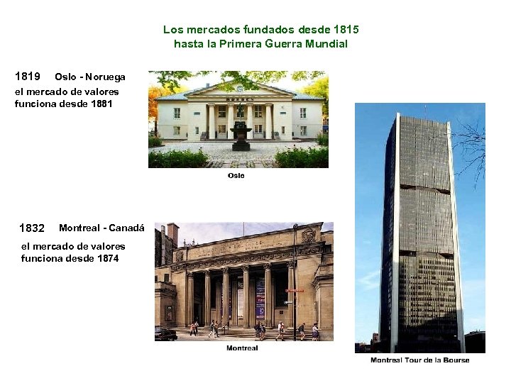 Los mercados fundados desde 1815 hasta la Primera Guerra Mundial 1819 Oslo - Noruega