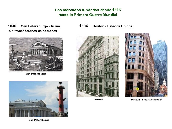 Los mercados fundados desde 1815 hasta la Primera Guerra Mundial 1836 San Petersburgo -